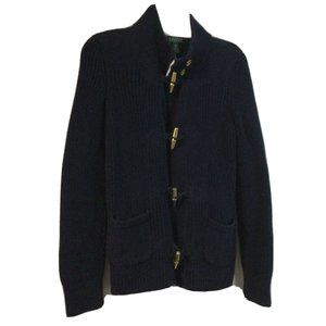 Lauren Ralph Lauren Navy Sweater Cardigan Nautical Fisherman Brass Butto…